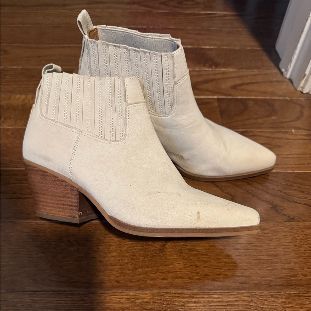 Franco Sarto White Suede Booties